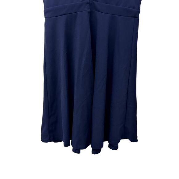 Nickie Lew Skater Dress Sleeveless Illusion Mesh Neckline Solid Navy Blue 16 NWT - Picture 5 of 10